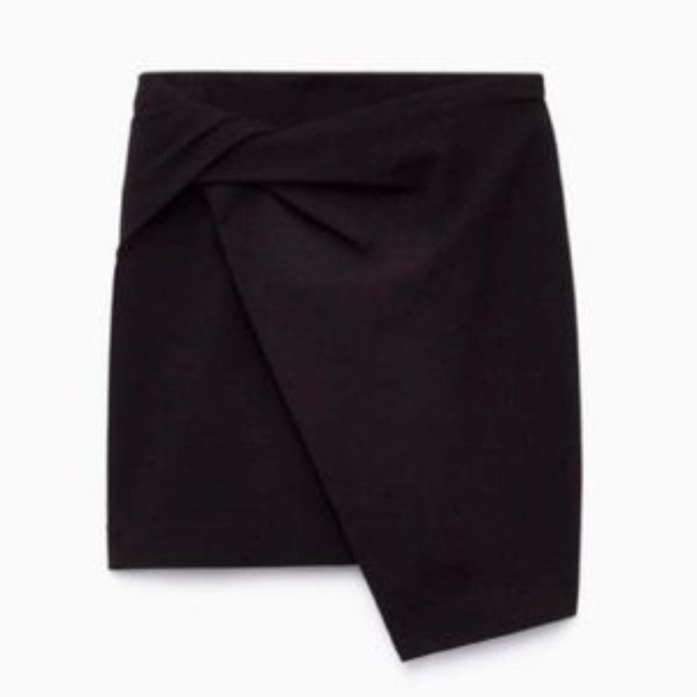 Aritzia Babaton Jethro Faux Wrap Front Skirt in Black - Size 00